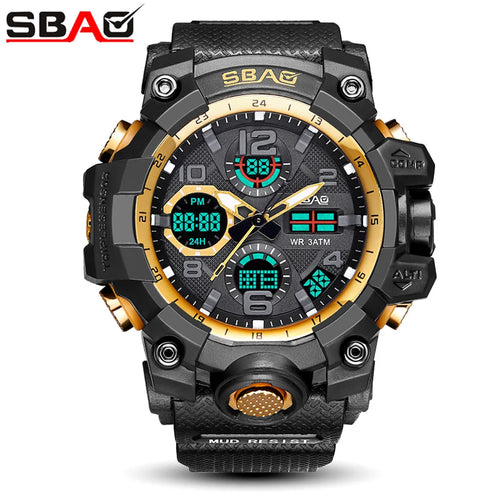 2022 SBAO Sport Watch Men Digital LED Electronic Military Watches TPU