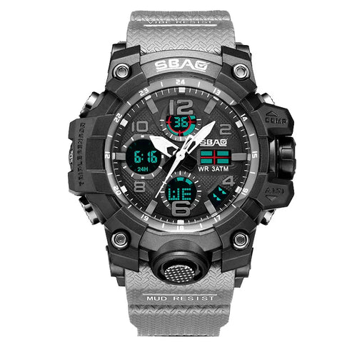 2022 SBAO Sport Watch Men Digital LED Electronic Military Watches TPU