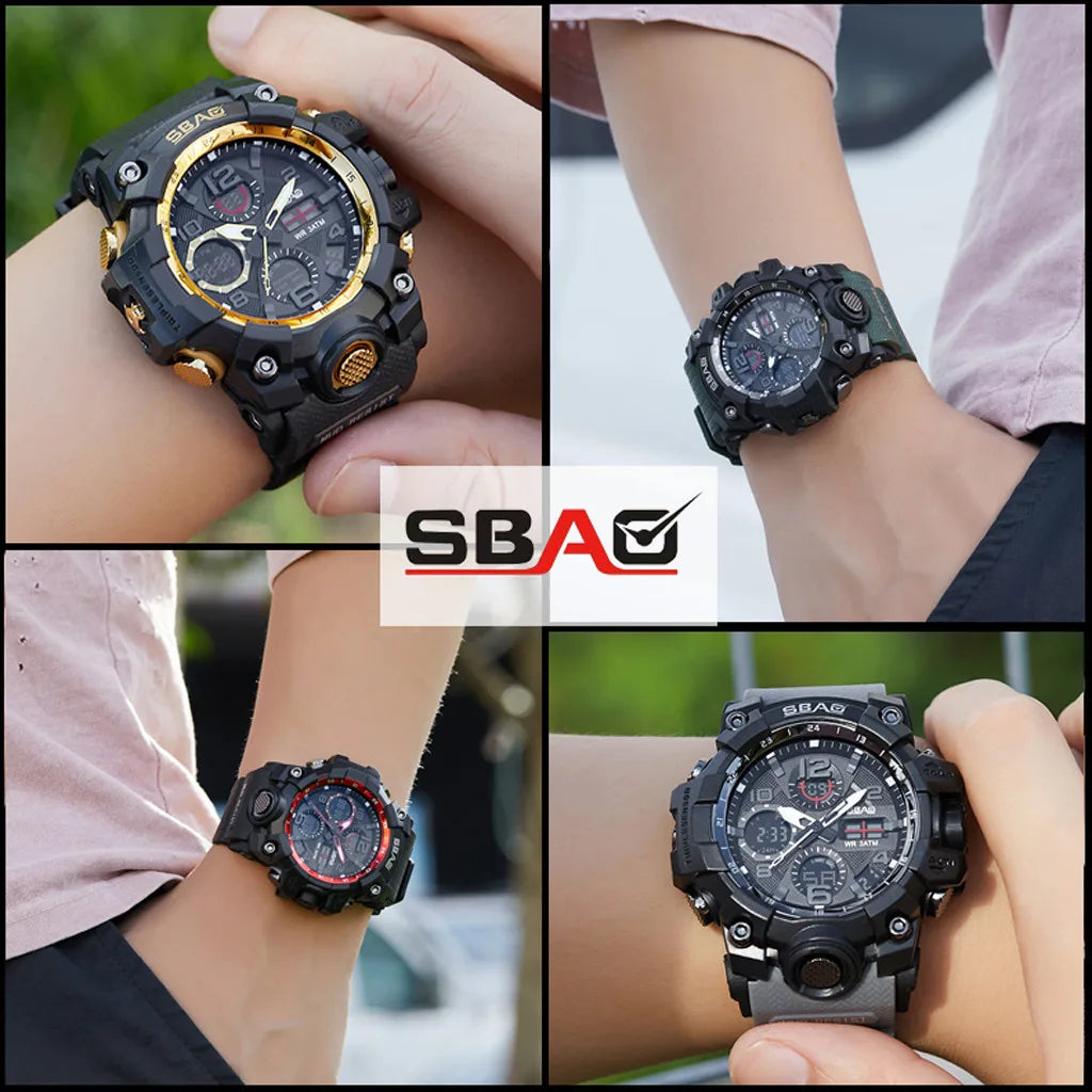 2022 SBAO Sport Watch Men Digital LED Electronic Military Watches TPU