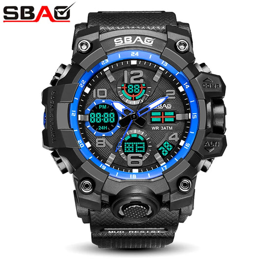 2022 SBAO Sport Watch Men Digital LED Electronic Military Watches TPU