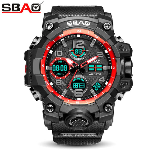 2022 SBAO Sport Watch Men Digital LED Electronic Military Watches TPU