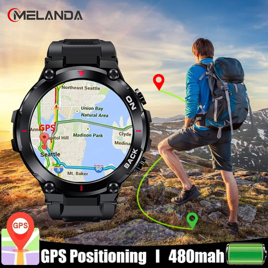 Melanda K37 Military Gps Smart Watch Men 360*360 Hd Screen Heart Rate