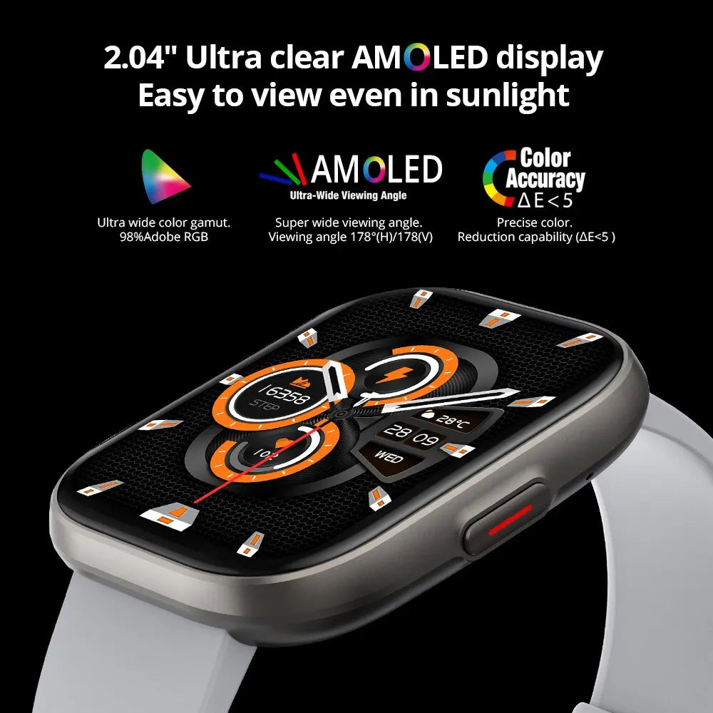 COLMI P68 Smartwatch 2.04'' AMOLED Screen 100 Sports Modes 7 Day